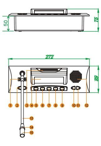 Функциональные элементы на боковой и верхней поверхности микрофонного пульта